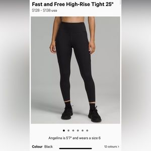 Fast and Free High-Rise Tight 25" in size 6